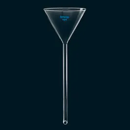 Embudo rama larga, vidrio borosilicato. Ø Copa (mm): 80. Ø Vástago (mm): 8. Longitud vástago (mm): 150 