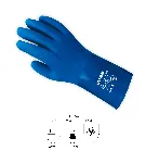 Guantes de PVC sin costuras con soporte de algodón. JUBA®. Talla: M. Acabado: PVC rugoso. Color: Azul. Grueso: Galga 13. Largo (cm): 30