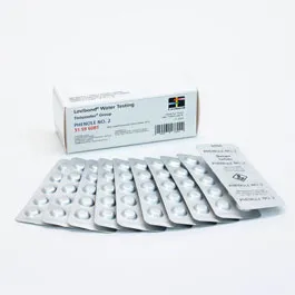 Análisis por fotometría. LOVIBOND®. Fotometría Lovibond®. Pastillas para Fenol Nº 2. Rango de detección: 0,1-5,0mg/l C6H5O14. Nº pastillas, tests o ml: 100