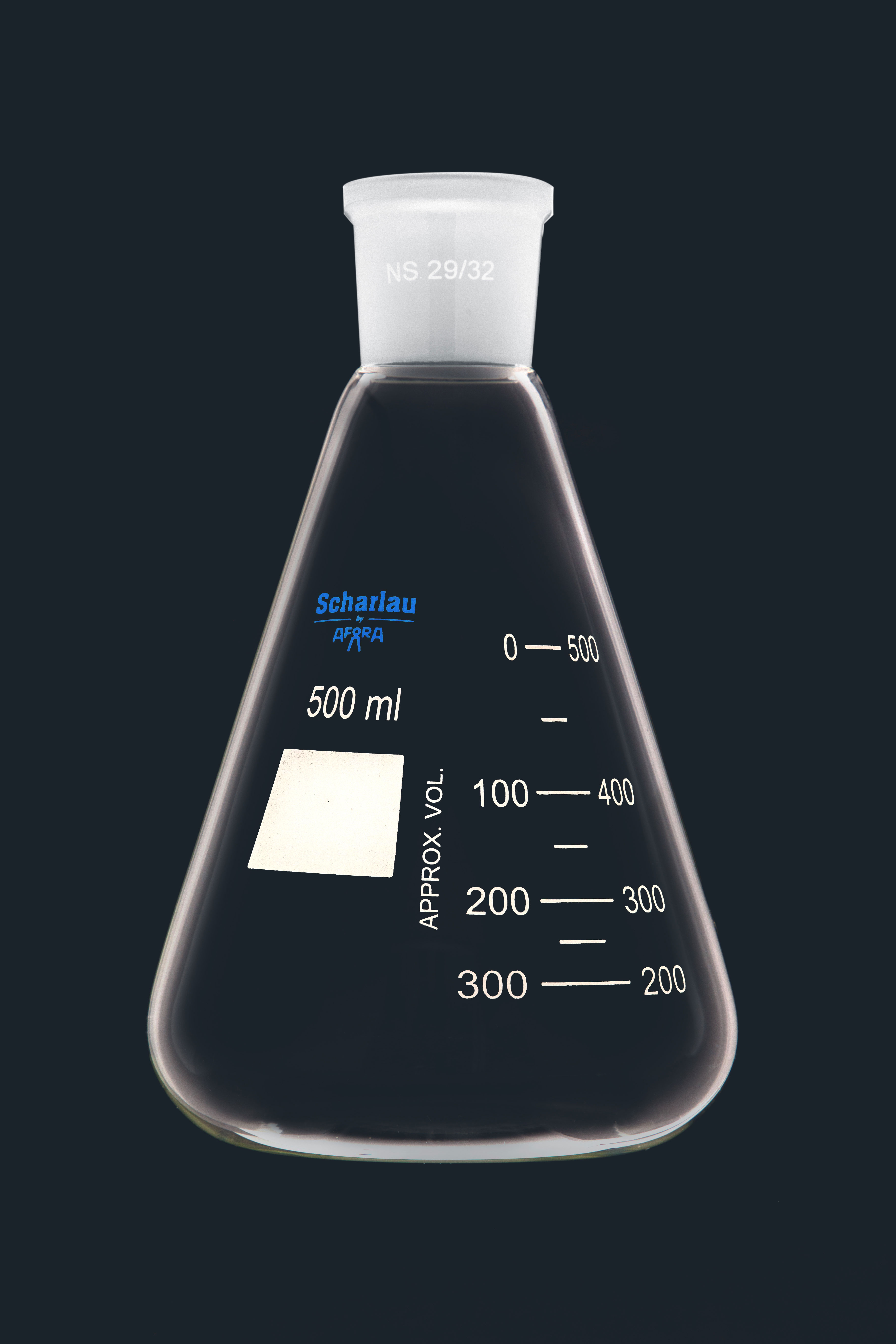 Matraz erlenmeyer con boca esmerilada. SCHARLAU. Capacidad (ml): 100. Hembra: 14/23