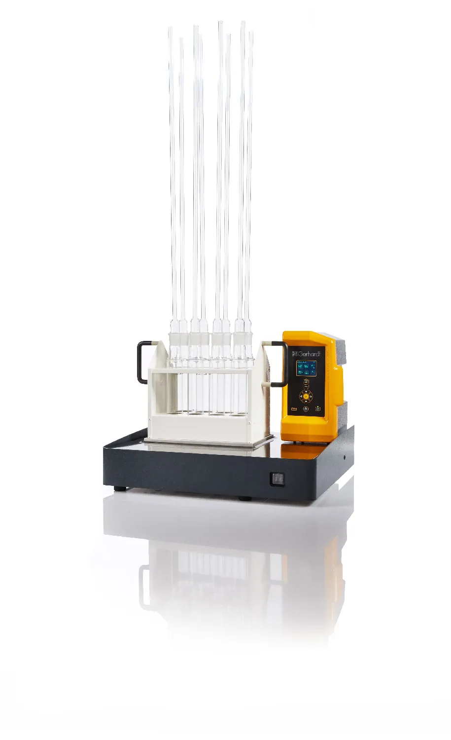 Sistema de digestión DQO. GERHARDT. Modelo: CSB 8s. Nº muestras: 8. Volumen tubo (ml): 250-300. Elevador: No. Temp. máx.: 240. Precisión (ºC): ±0,5. Potencia (W): 1.000. Peso (kg): 24