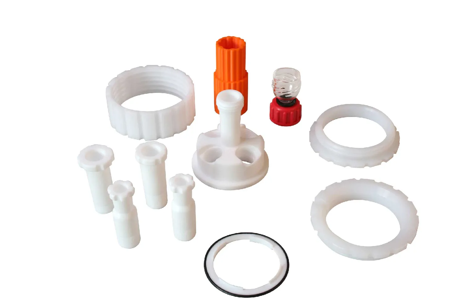 Kit Starter tapa 5 bocas con rosca de PTFE. RADLEYS. Incluye 1x Tapa de 5 bocas con rosca (000RR40750)+2x Adaptadores hembra B10 (000RR40755)+2x Adaptadores hembra B14 (000RR40756)+1x Herramienta para conectores (000RR40754). RADLEYS. Tapas de PTFE. Estación de reacción Mya 4