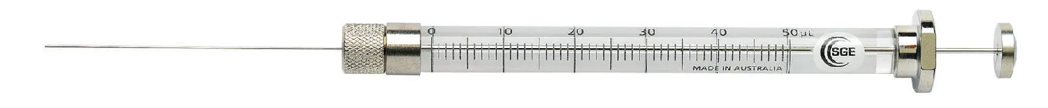 Jeringa para HPLC manual. SGE. Vol. (µl): 1ml gas tight. Long. aguja (mm): 51. Aguja: Rec.. Gauge: 22. Ø ext. (mm): 0,72. Tipo punta: LC. Modelo: 1MDR-LC-GT. Aguja rec. (5uds.): 032-039250. Émbolo rec. (u.): 032-031842. Barril D.E. (mm): 8