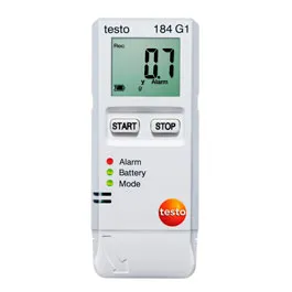 Data loggers USB para transporte. TESTO. Testo 184 G1 medición de temperatura, humedad y vibraciones. Tiempo de funcionamiento ilimitado. Rango de medición: -20 to +70 °C / 0 to 100 %HR /0 to 10 g. Exactitud: ±0.5-0.8 °C ±0.03-1.8 %HR + 3% ±0.1 g + 5 % 