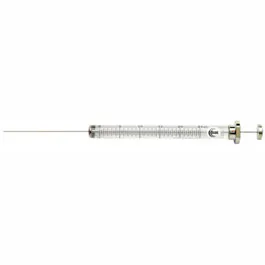 Jeringa para HPLC manual. SGE. Vol. (µl): 10 gas tight. Long. aguja (mm): 51. Aguja: Fija. Gauge: 22. Ø ext. (mm): 0,72. Tipo punta: LC. Modelo: 10F-LC-GT. Aguja rec. (5uds.): -. Émbolo rec. (u.): 032-031810 (2). Barril D.E. (mm): 6,5