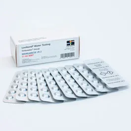 Análisis por fotometría. LOVIBOND®. Fotometría Lovibond®. Pastillas para Manganeso 2, nivel bajo. Rango de detección: 0,2-4,0mg/l Mn. Nº pastillas, tests o ml: 100