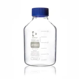 Frasco para laboratorio (Frasco ISO). rosca GL45 de vidrio borosilicato con anillo de vertido. Capacidad 3.500 ml. DURAN