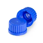 Tapón GL con membrana ventilada de PTFE soldada para la igualación de presiones. DURAN®. Rosca DIN (GL): 25. Tamaño poro (um): 0,2. Diámetro externo (mm): 33. Altura (mm): 19. Material: PP. Color: azul