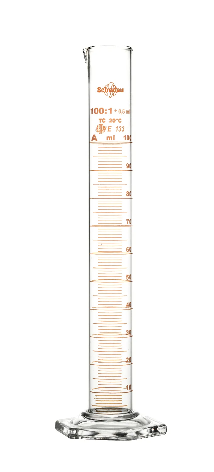 Probeta de vidrio graduada de 200 ml. Segun ASTM E133-D86 Scharlau