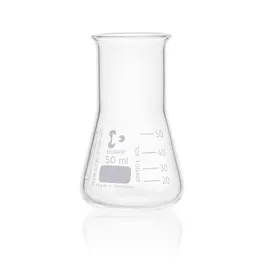 Matraces Erlenmeyer boca ancha DIN 1773. DURAN®. Cap. (ml): 50. Ø (mm): 51. Ø cuello (mm): 34. Altura (mm): 85