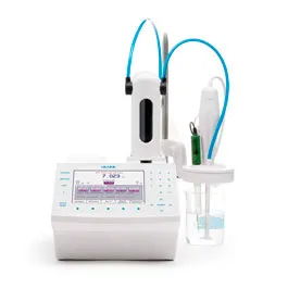 Valorador automático HI 931. HANNA INSTRUMENTS®. Descripción: Valorador con una placa analógica, agitador de hélice con soporte, bureta de vidrio de 25 ml, bomba dosificadora, sensor de temperatura, cable USB, unidad flash USB y software para PC