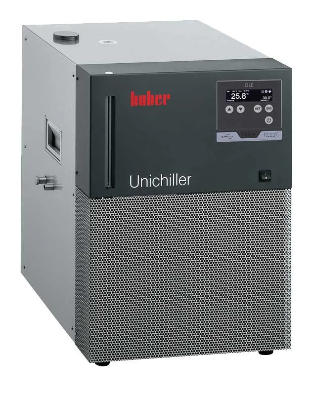 Unichiller 015 OLÉ. HUBER. Con controlador OLÉ. Rango Tª (ºC): De -20 a 40. Estab. Tª (ºC): ±0,5. Potencia frigorífica a -10ºC (W): 700. Potencia frigorífica a 0ºC (W): 1000. Potencia frigorífica a 15ºC (W): 1500. Presión (l/min) - bar: 29-1. Vol. (l): 3,8. Dim. AnxAlxPr (mm): 420x487x579