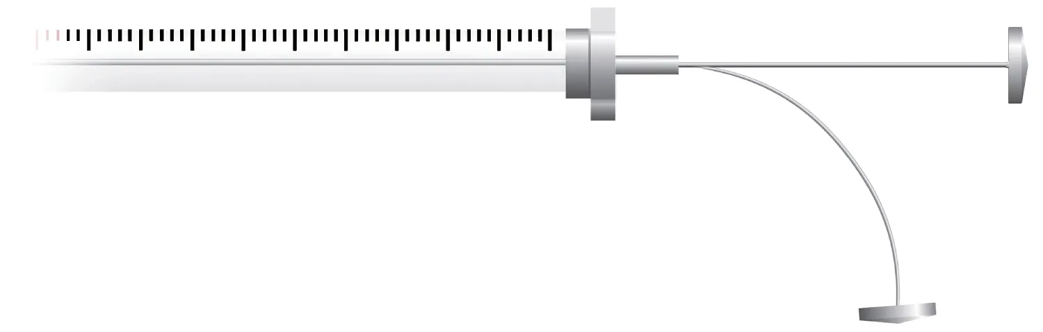 Jeringa con émbolo Superflex™ de Titanio/Níquel. SGE.Vol. (µl): 10. Long. aguja (mm): 50. Aguja: Fija. Gauge: 26. Ø ext. (mm): 0,47. Tipo punta: Cónica. Modelo: 10FX-5C. Barril D.E. (mm): 6,5