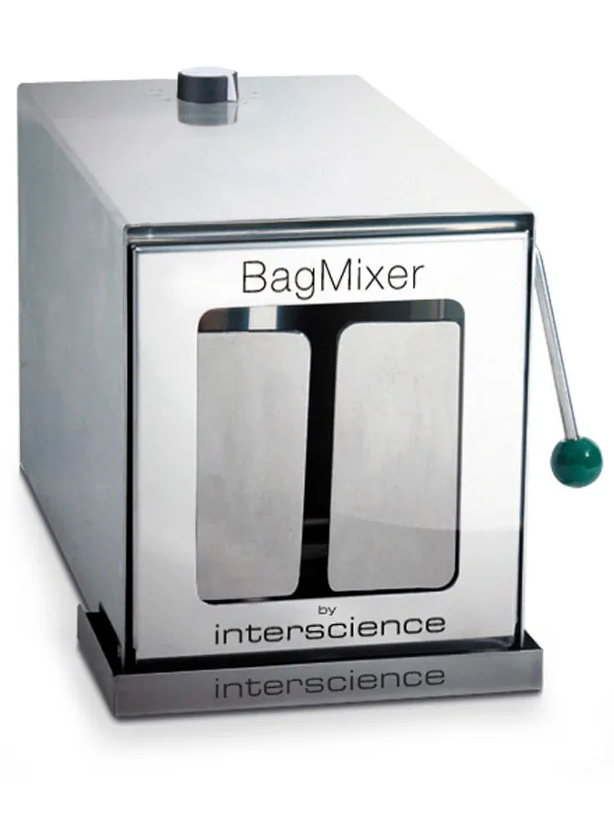 Homogeneizador. INTERSCIENCE. Modelo: BagMixer® 400 W. Capacidad útil: 50-400ml. Vol. muestra: Hasta 40g. Velocidad: 8 golpes/seg. Puerta: Cristal. Dim. AlxAnxPr (cm): 39x26x29