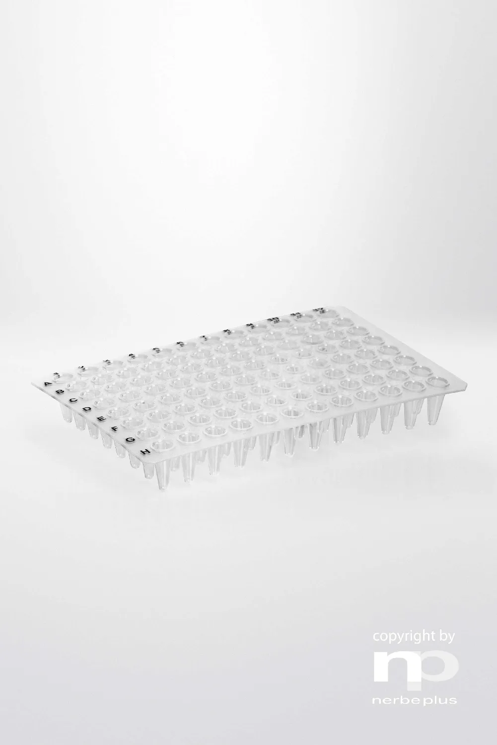 Placas para PCR. NERBE-PLUS. Capacidad: 96x0,1 ml. Tipo: Sin faldón. Resist. centrif (g): 6000. Color: Transparente. Esterilidad: PCR Ready. Low profile: Sí. qPCR: Sí