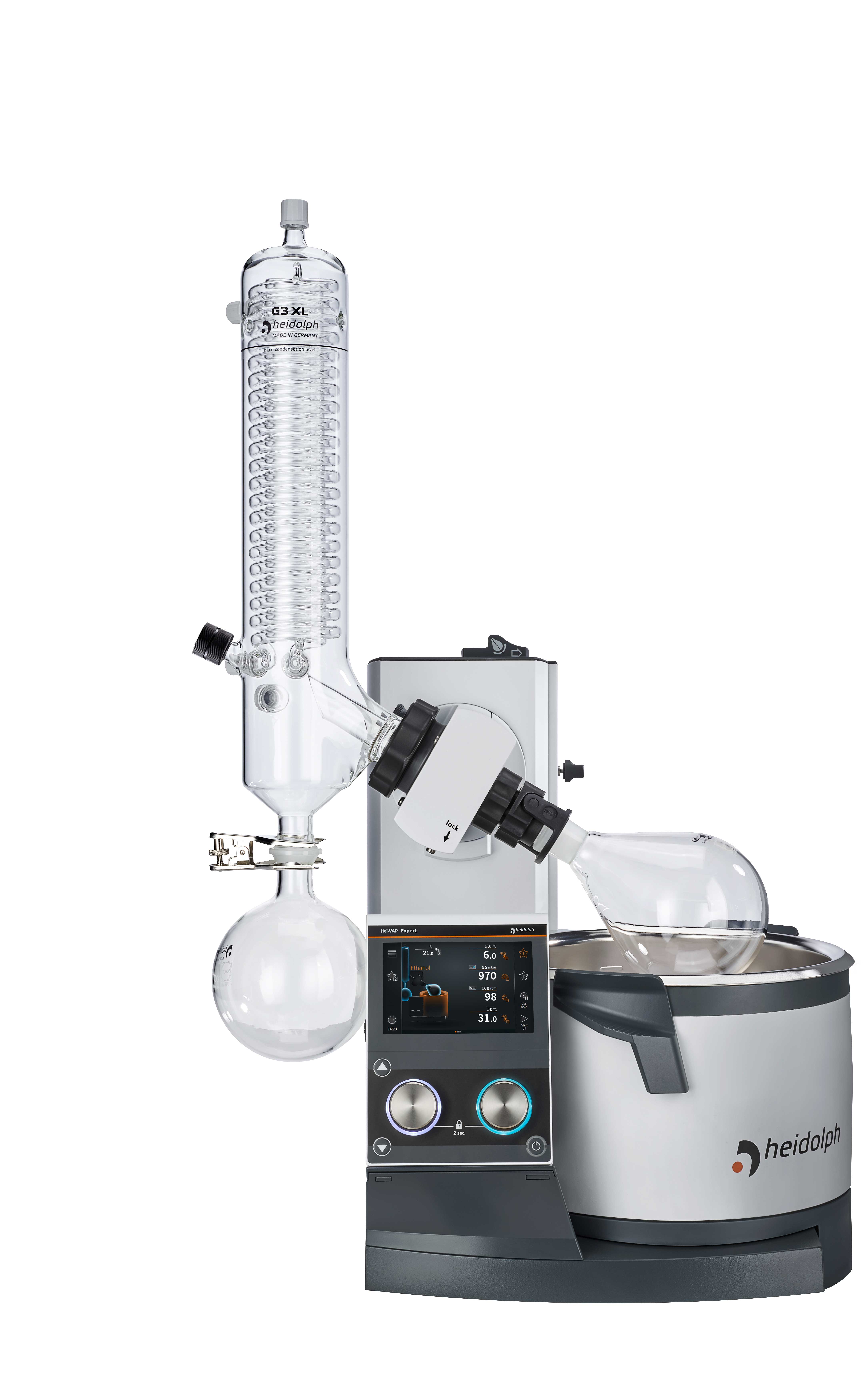 Hei-VAP Expert Control rotary evaporator. HEIDOLPH. Glassware type: G3 XL vertical. Version: Coated, motor lift