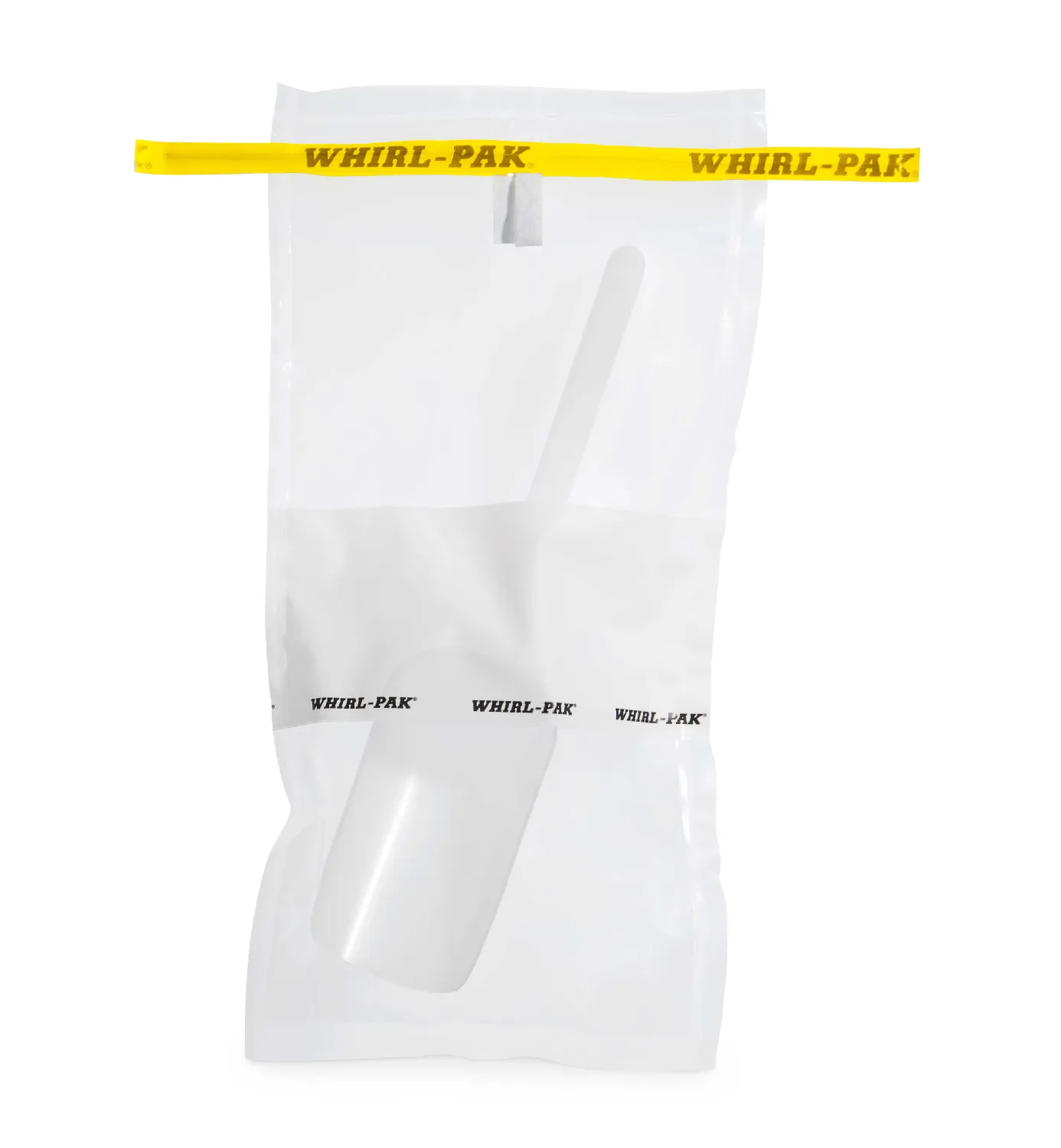 Pala de color blanco estéril para muestreo. WHIRL-PAK®. Bolsa estéril para el muestreo, con zona de escritura que contiene una pala desechable de 532 ml de capacidad, de poliestireno de color blanco