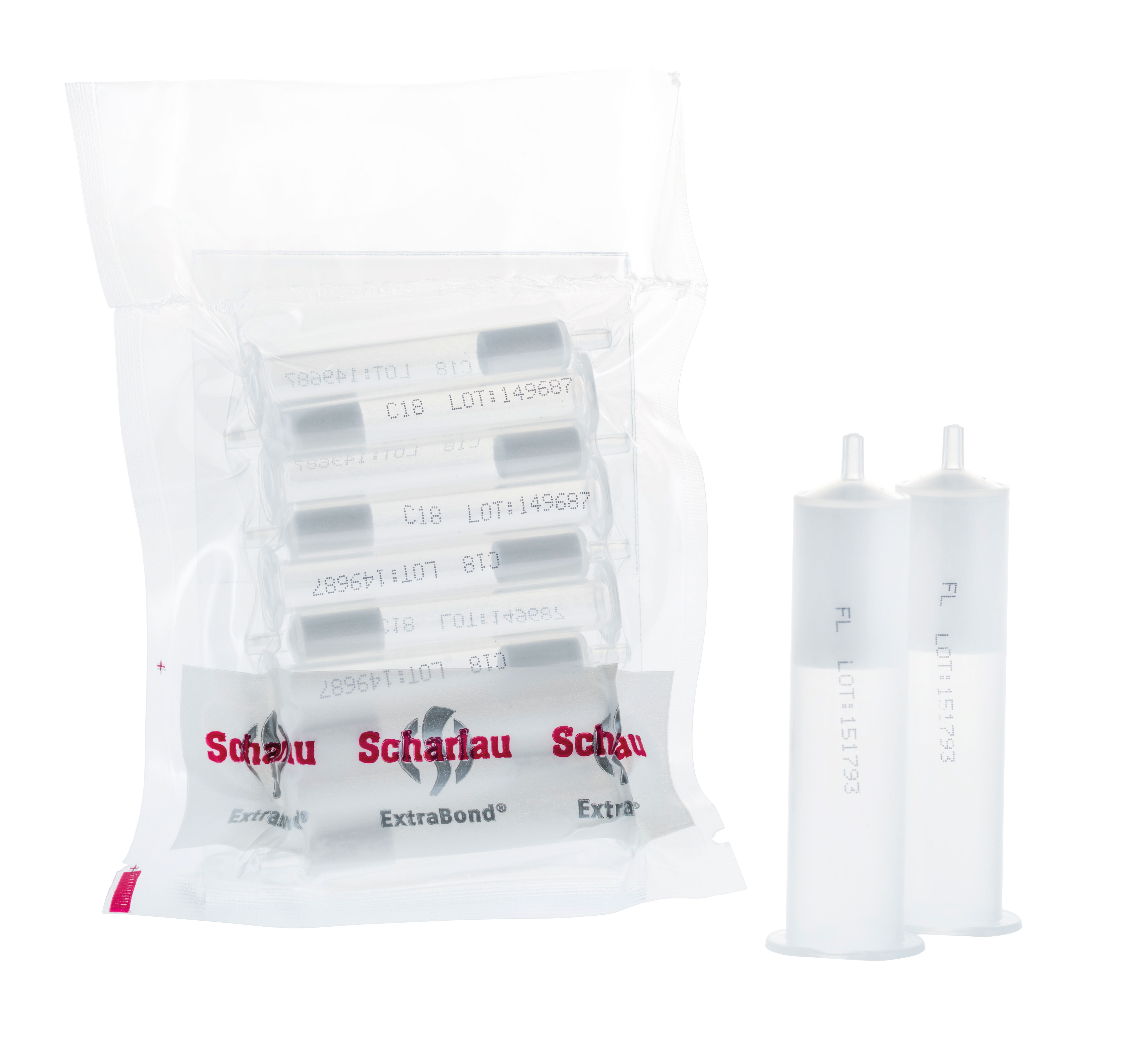 Cartucho ExtraBond. SCHARLAU. Fase sólida SAX. Masa (mg): 500. Volumen (ml): 6. Poro (Å): 60. Partícula (µm): 60