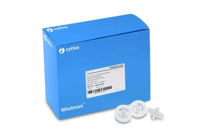 Filtro de jeringa GD/X. Whatman™ (Cytiva). Filtro: Nylon. Ø (mm): 25. Tamaño poro (µm): 0,45. Estéril: No