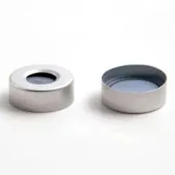 Tapón 20mm con agujero central, con septum de PTFE gris/Butilo