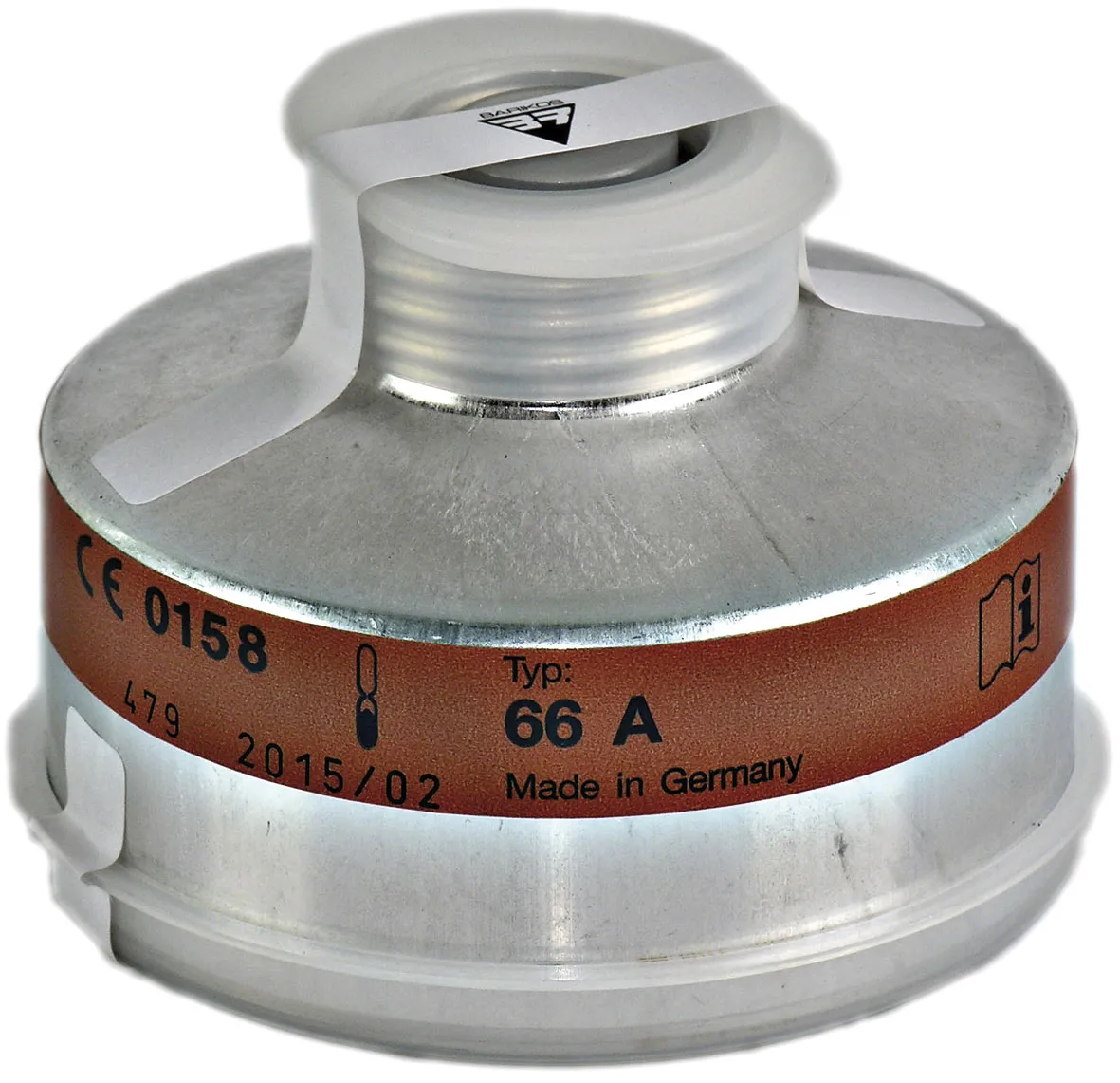 Filtro respiratorio rosca para gases y vapores orgánicos p.e.&gt;65º y gases inorgánicos, ácidos o amoníaco. Clase protección: A2-B2-E2-K1. BARIKOS