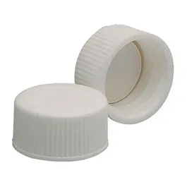 Tapón sin orificio, rosca 15-425 para Vial de almacenamiento. Material: Urea blanca, con junta de PTFE