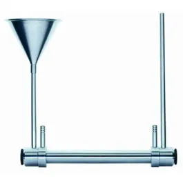 Tubo polarimétrico de acero inoxidable con embudo y tubo ascendente, con conexión de manguera de 6 mm para circulador de agua (se necesita baño externo). SCHMIDT-HAENSCH. 200 mm de longitud y para volumen de muestra de 17,0 mL. Para polarímetro UniPol