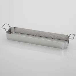 Cestillo de acero inoxidable. Accesorio para Elmasonic. ELMA. Es muy importante el uso de cestillo para proteger el baño. Para modelo: Elmasonic 70. Dimensiones An x Al x Pr (mm): 106x465x50