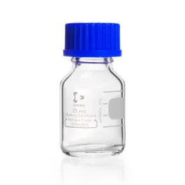 Frasco para laboratorio (Frasco ISO). rosca GL25 de vidrio borosilicato con anillo de vertido. Capacidad 25 ml. DURAN