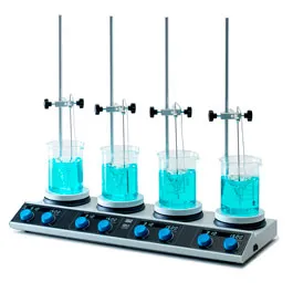 Agitadores magnéticos con calefacción multi-posición AM 4 Digital +Sonda+Varilla+Abrazadera. 4 possiciones. VELP®. Velocidad (rpm): 50 - 1500. Volumen de agitación (L): Hasta 20 (x 4 pos.). Rango de temperaturas (ºC): Hasta 310. Diámetro placa (mm): 135