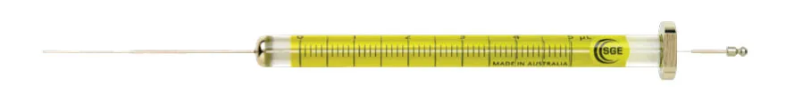 Jeringa para cromatógrafos Agilent Technologies. SGE. Aguja fija con ensanchamiento. Volumen (µl): 10 Gas Tight. Gauge (D.E. mm): 23-26s (0,63/0,47). Modelo: 10F-AG-GT-0,63/0,47C. Émbolo rec.: 032-031808 (2u.)