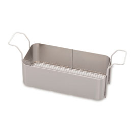 Cestillo de acero inoxidable. Accesorio para Elmasonic. ELMA. Es muy importante el uso de cestillo para proteger el baño. Para modelo: Elmasonic 60. Dimensiones An x Al x Pr (mm): 255x75x115