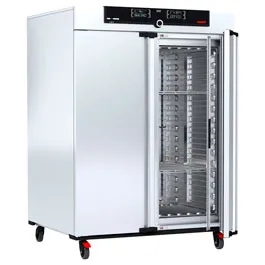 Incubador refrigerado por Peltier IPP1060ecoplus. MEMMERT. Vol. (l): 1.060. Dim. int. AnxAlxPr (mm): 1.040x1.200x850. Dim. ext. AnxAlxPr (mm): 1.224x1.720x1.005 (Pr. +56 mm de la manilla de la puerta). Equipamiento: 2 rejillas de acero inoxidable, electropulidas. Rango Temp. (ºC): 0 (mín. 20 debajo temperatura ambiente) a +70