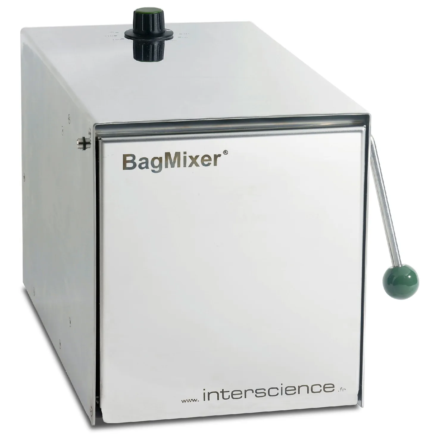 Homogeneizador. INTERSCIENCE. Modelo: BagMixer® 400 P. Capacidad útil: 50-400ml. Vol. muestra: Hasta 40g. Velocidad: 8 golpes/seg. Puerta: Acero inox. Dim. AlxAnxPr (cm): 39x26x29