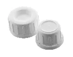 Tapón de polipropileno blanco, para frascos de vidrio. Rosca GL: 45, con disco PTFE y precinto