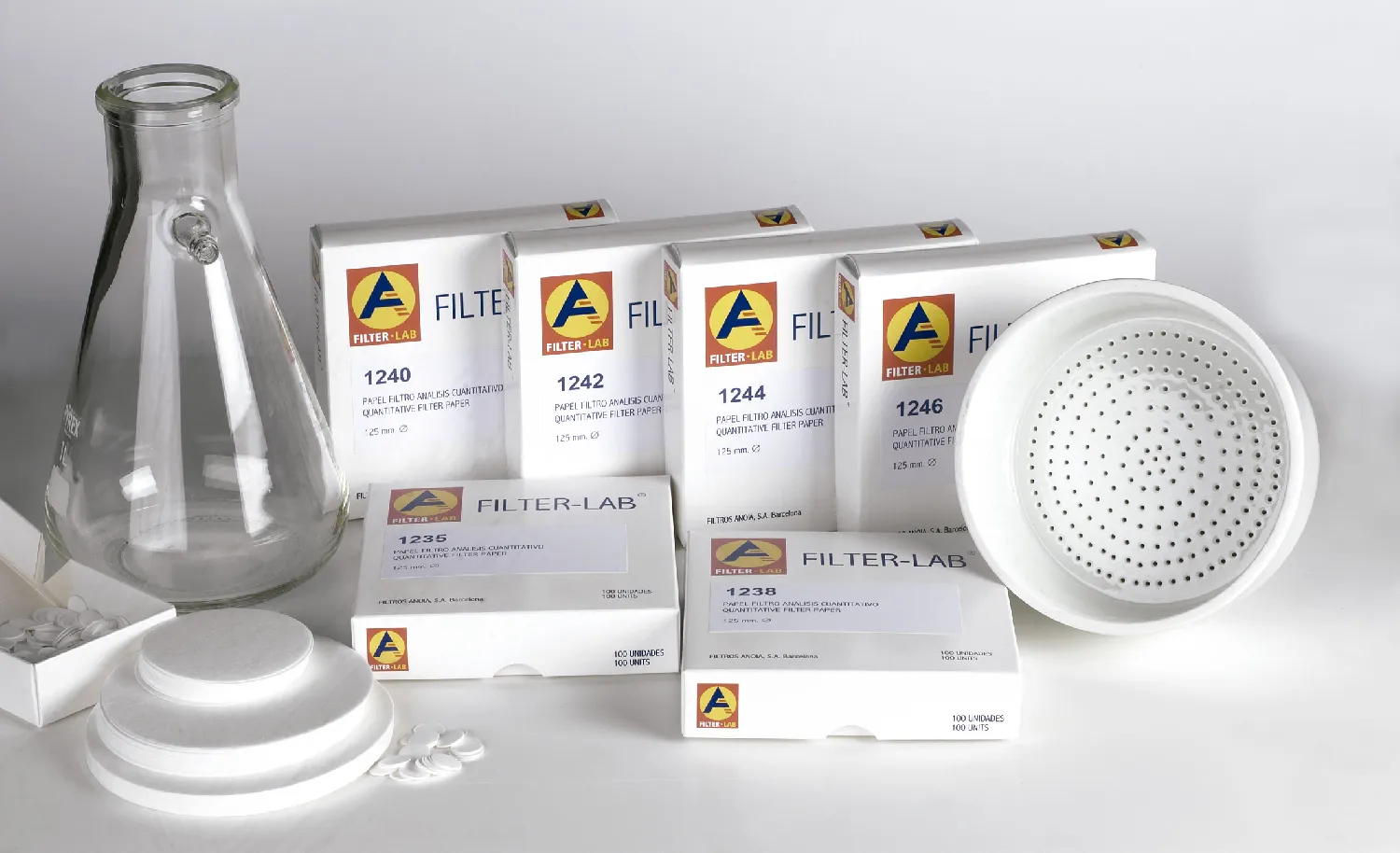 Filter ashless paper. Fast filter range. FILTER-LAB. Ø (mm): 90. Particle retention in liquid (µm): 20-25