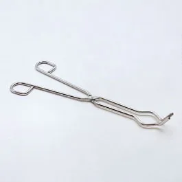 Crucible tong. With neck and curved tips, stainless steel. Total length (mm): 300