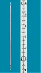 Termómetro de precisión, escala opal, líquido rojo. Zona de inmersión total. Rango de medida (°C): - 5 a + 100. Longitud (mm): 420. División (°C): 0,2