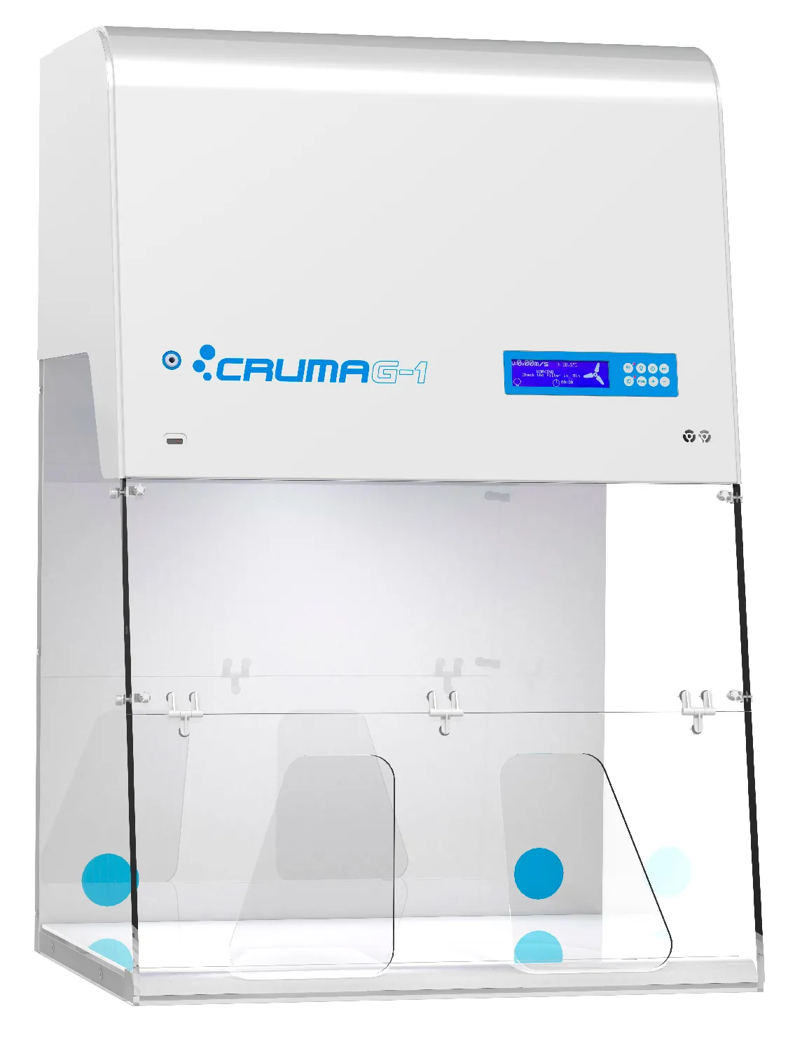 Cabinas de filtración Gama PLUG&amp;PLAY. CRUMA. Modelo: G-1. Dim. ext. AnxAlxPr (mm): 797x1195x650. Vel. media aire (m/s): 0,5. Nivel sonoro (dB): 45. Peso bruto (Kg): 62,8