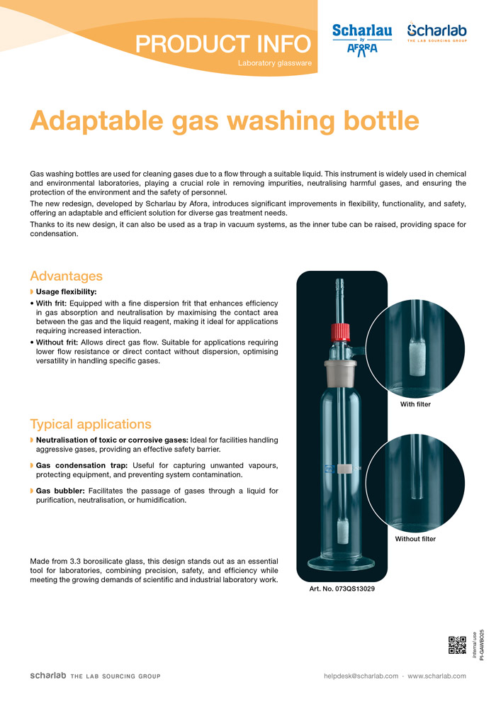 Adaptable gas washing bottle