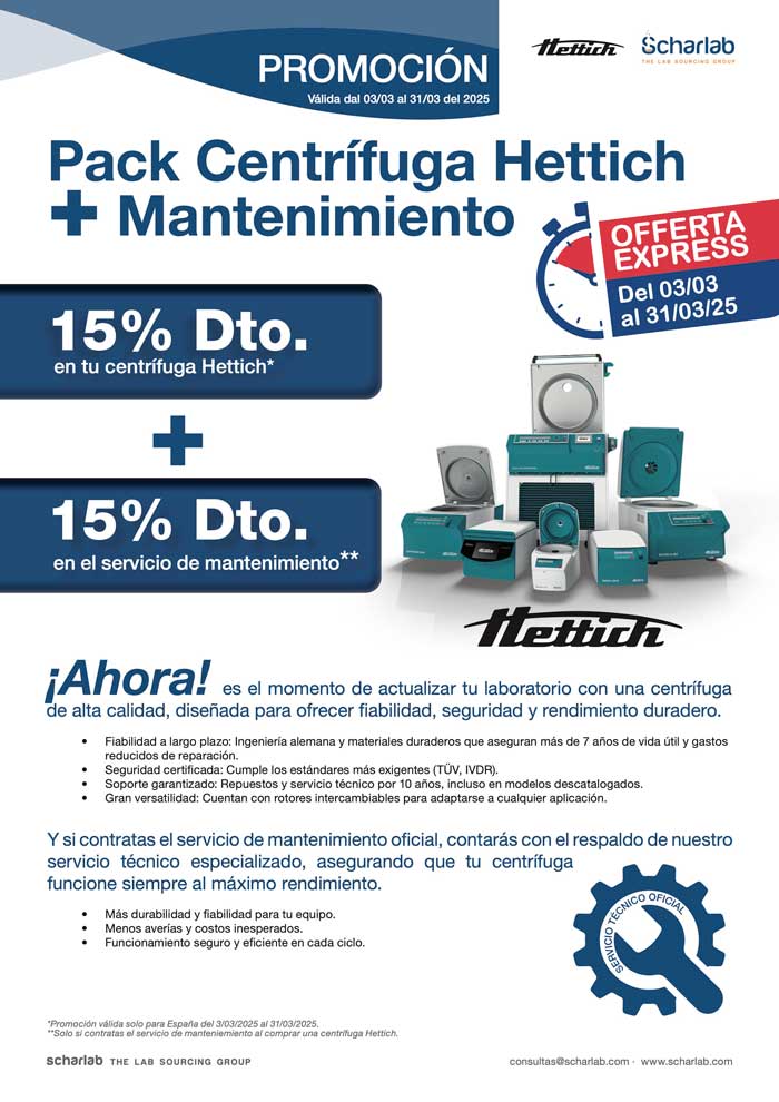 ¡Oferta Express! Pack Centrífugas Hettich + Mantenimiento