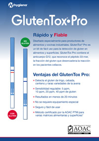 Folleto glutentox pro de hygiena distribuido por Scharlab